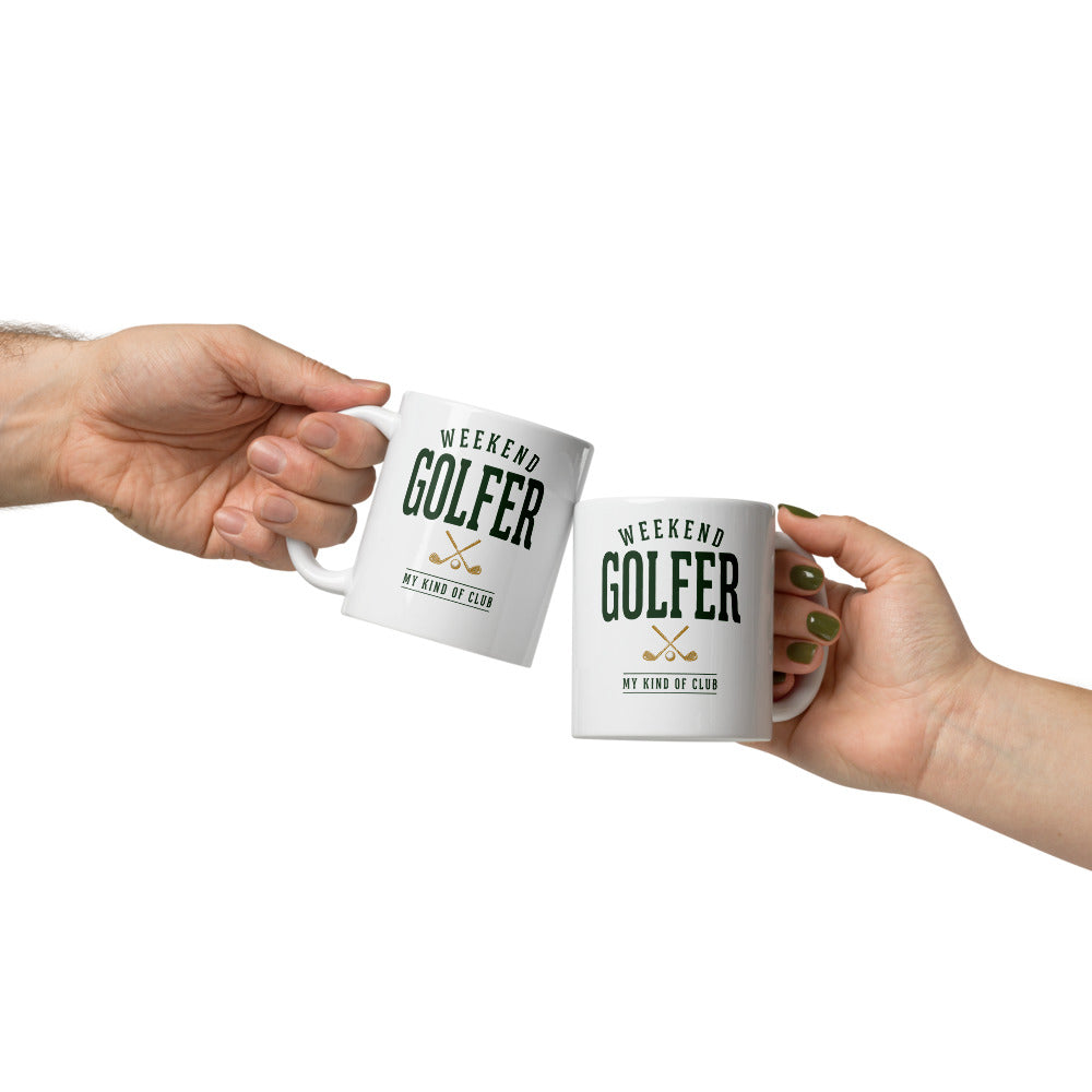 Weekend Golfer Wordmark print — 11 oz, front