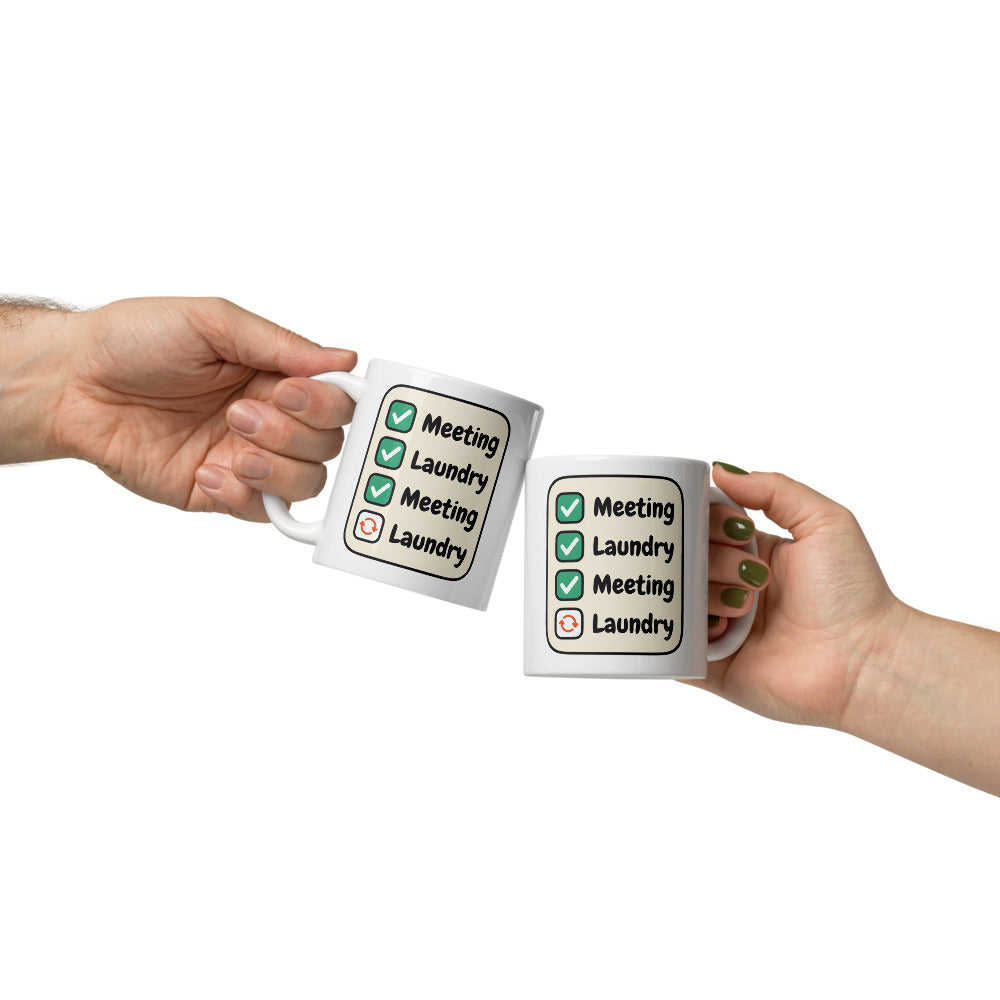 Meeting Laundry funny office coffee mug — 11 oz, front