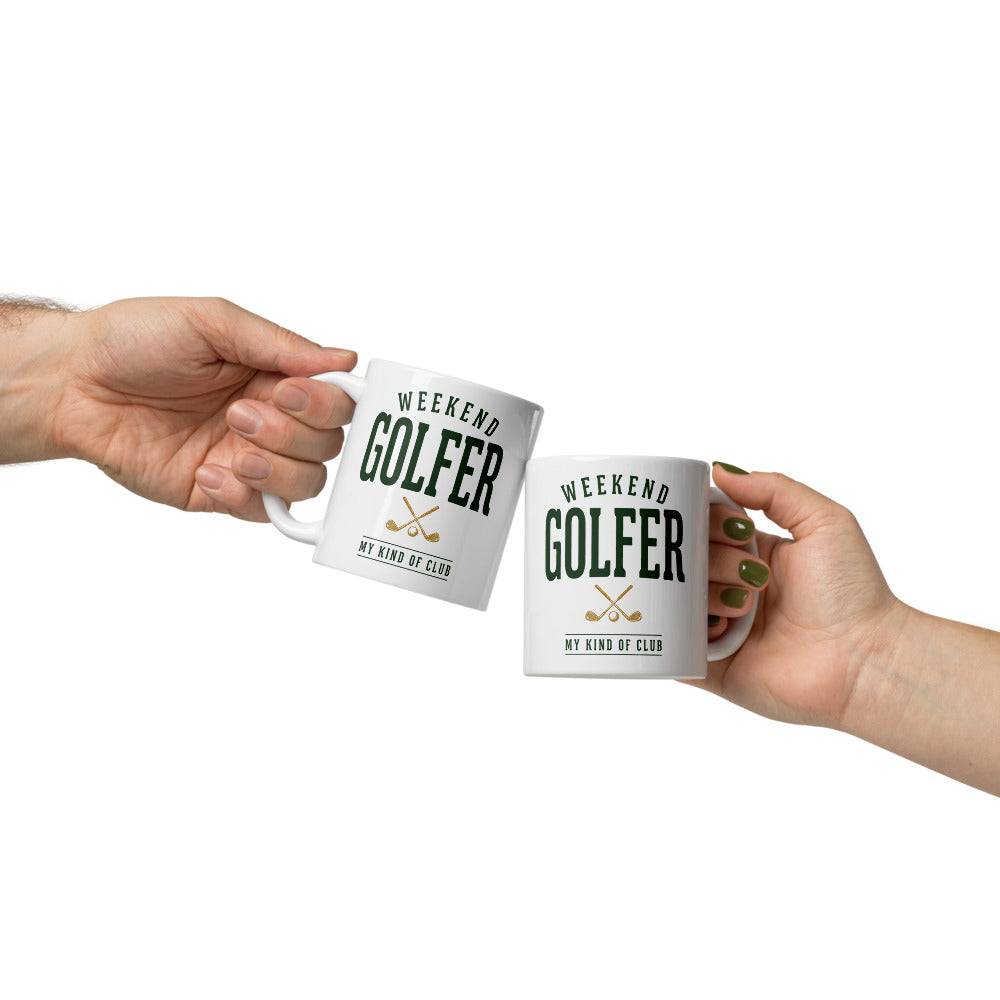 Weekend Golfer Wordmark print — 11 oz, front