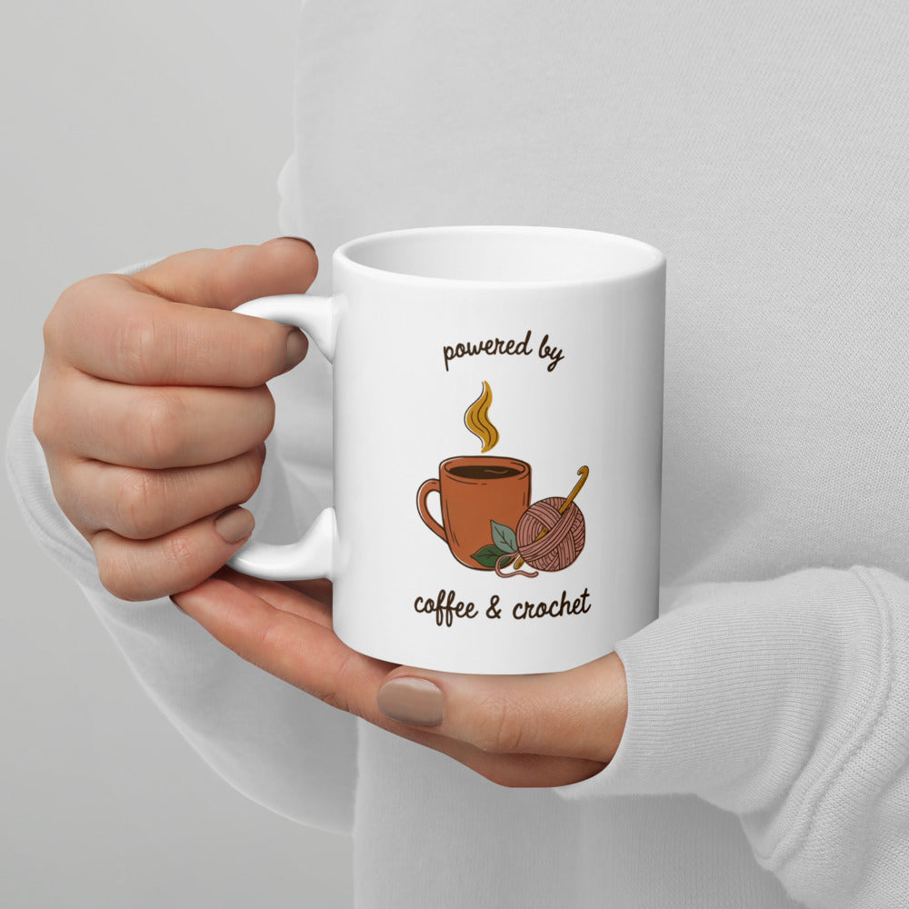 Powered by Coffee & Crochet print — 11 oz