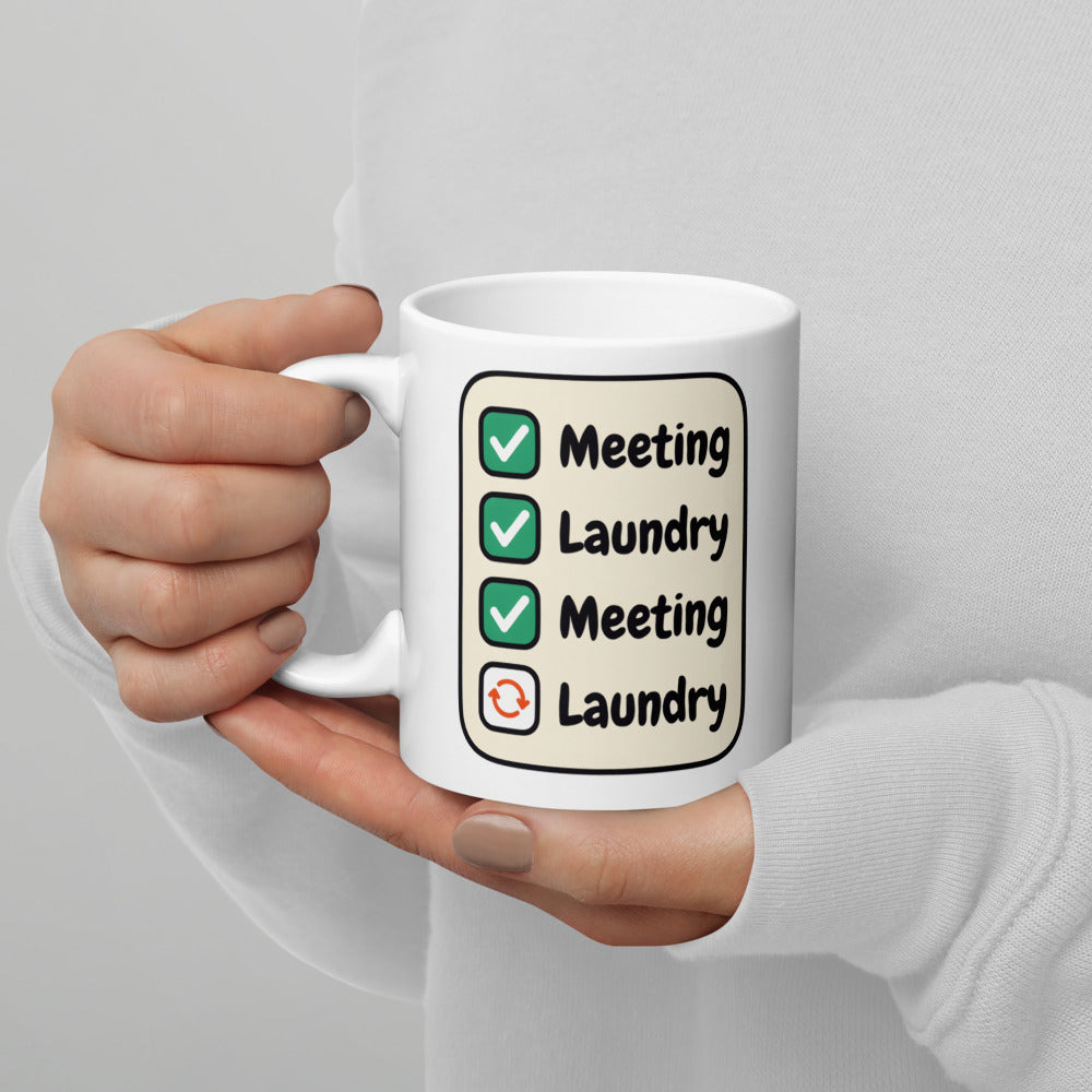 Meeting Laundry funny office coffee mug — 11 oz, handle on the left