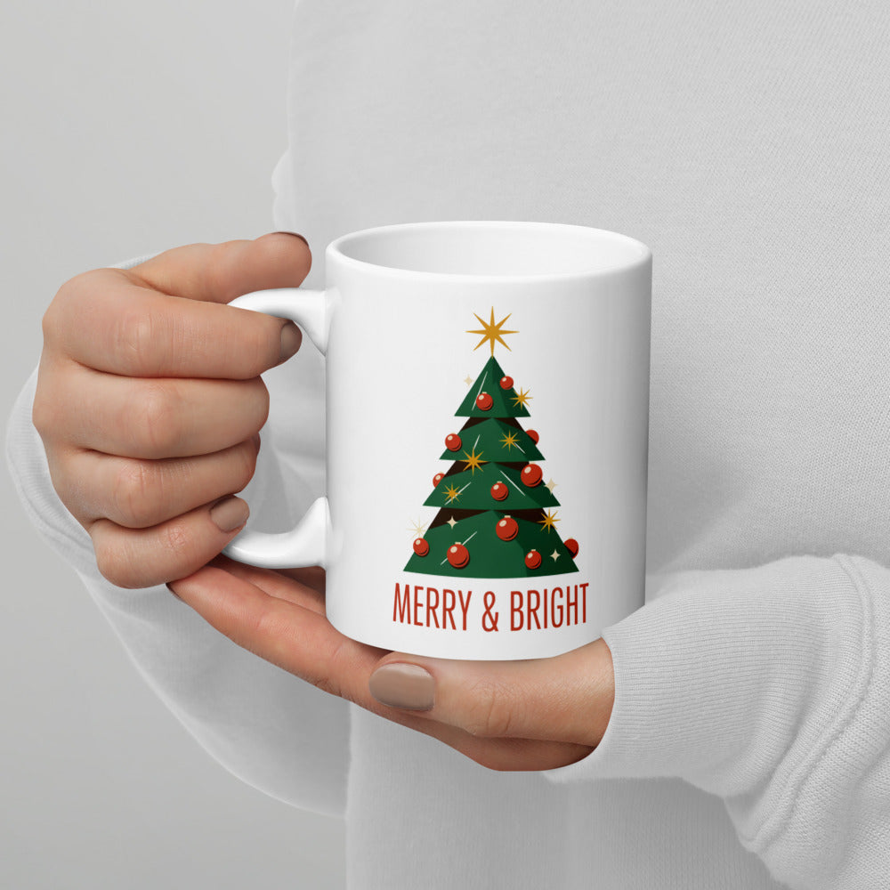 Atomic Mid-Century Tree Christmas mug — 11 oz