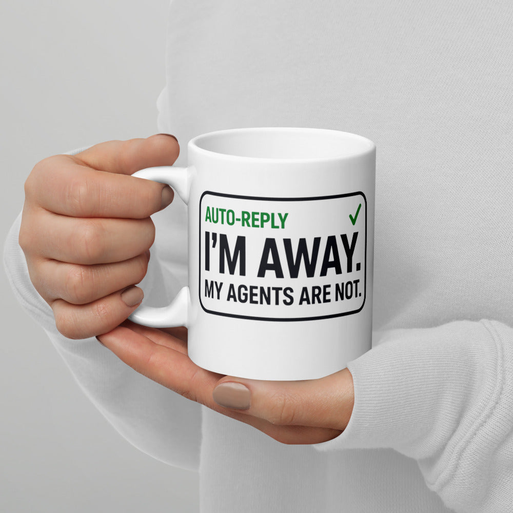 Auto-Reply agentic AI engineer mug — 11 oz, handle on the left