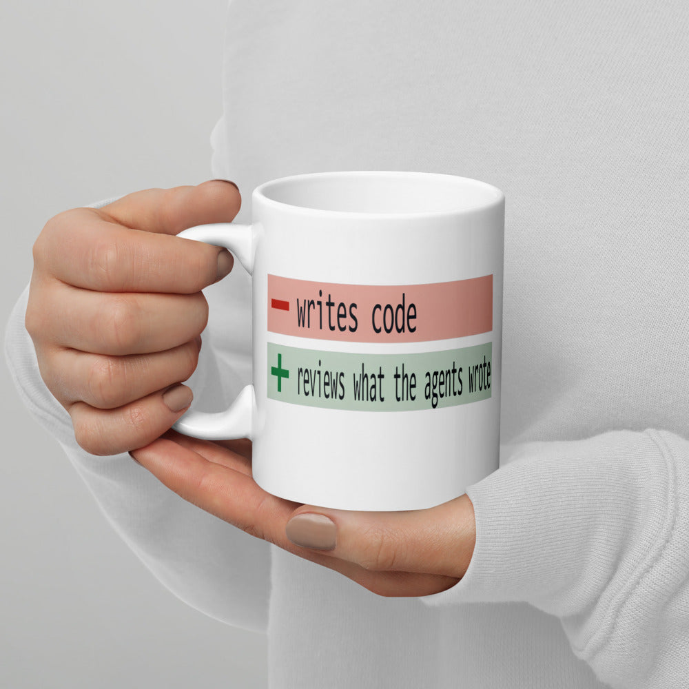 The Diff agentic AI engineer mug — 11 oz, handle on the left