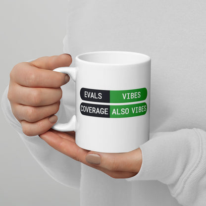 Eval Suite Vibes agentic AI engineer mug — 11 oz, handle on the left
