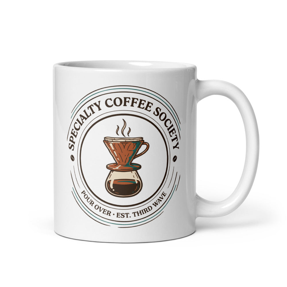 Specialty Coffee Society specialty coffee ceramic mug — 11 oz, handle on the right