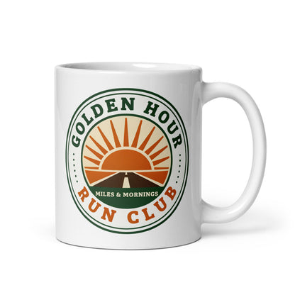 Golden Hour Run Club print — 11 oz, handle on the right