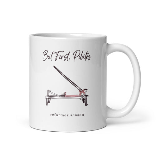 But First Pilates Mug, Reformer Pilates Mug, Aesthetic Pilates Gift — Coquette Reformer Line-Art