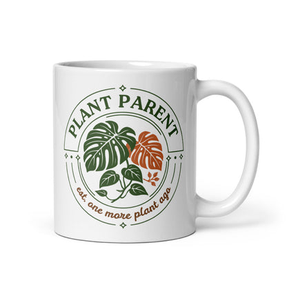 Plant Parent Badge print — 11 oz, handle on the right