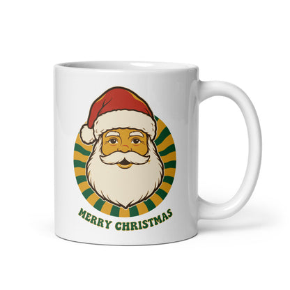 Groovy Santa retro Christmas mug — 11 oz, handle on the right