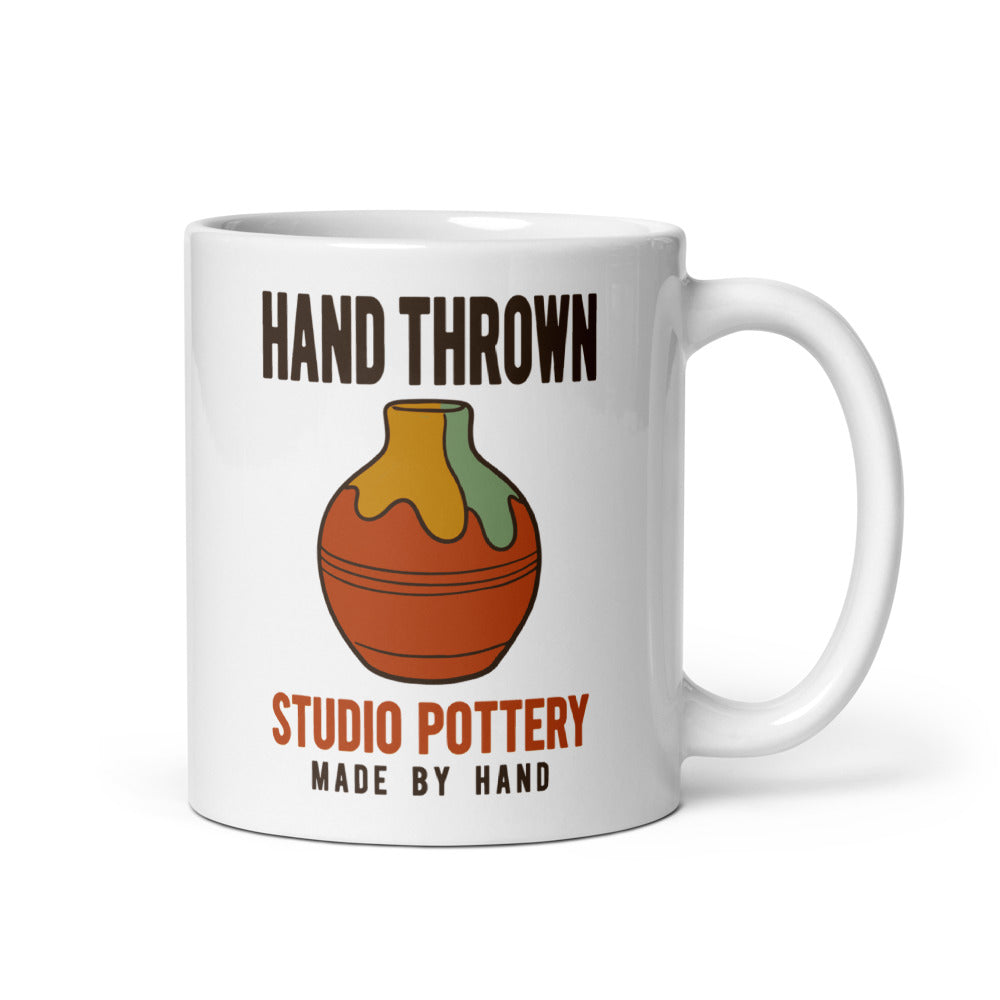 Studio Pottery Poster print — 11 oz, handle on the right