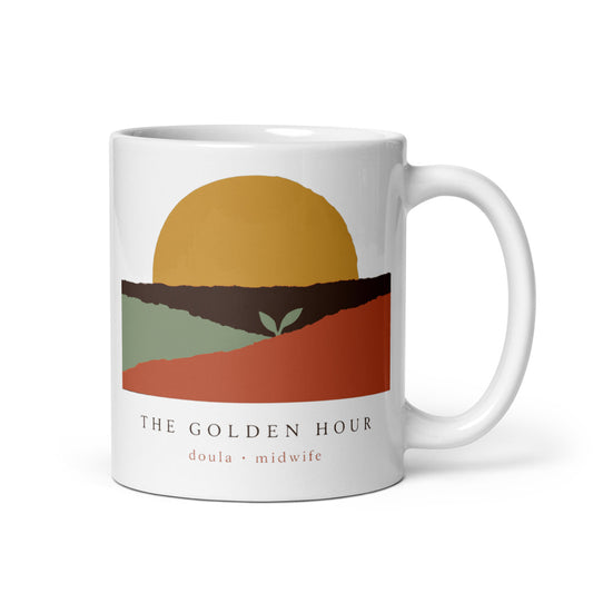 The Golden Hour print — 11 oz, handle on the right