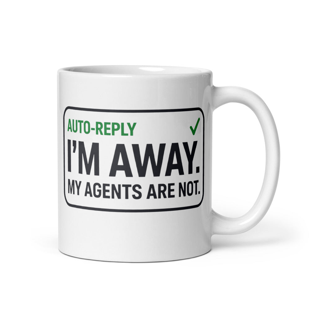 Auto-Reply agentic AI engineer mug — 11 oz, handle on the right