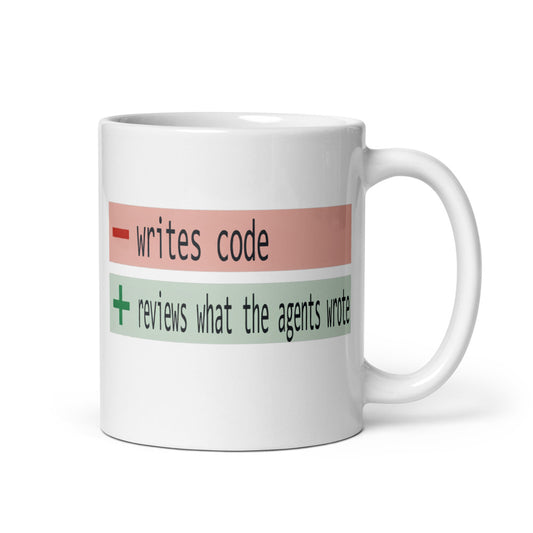 The Diff agentic AI engineer mug — 11 oz, handle on the right