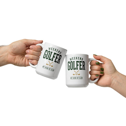 Weekend Golfer Wordmark print — 15 oz, front