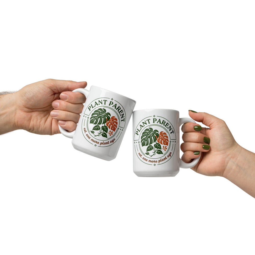 Plant Parent Badge print — 15 oz, front