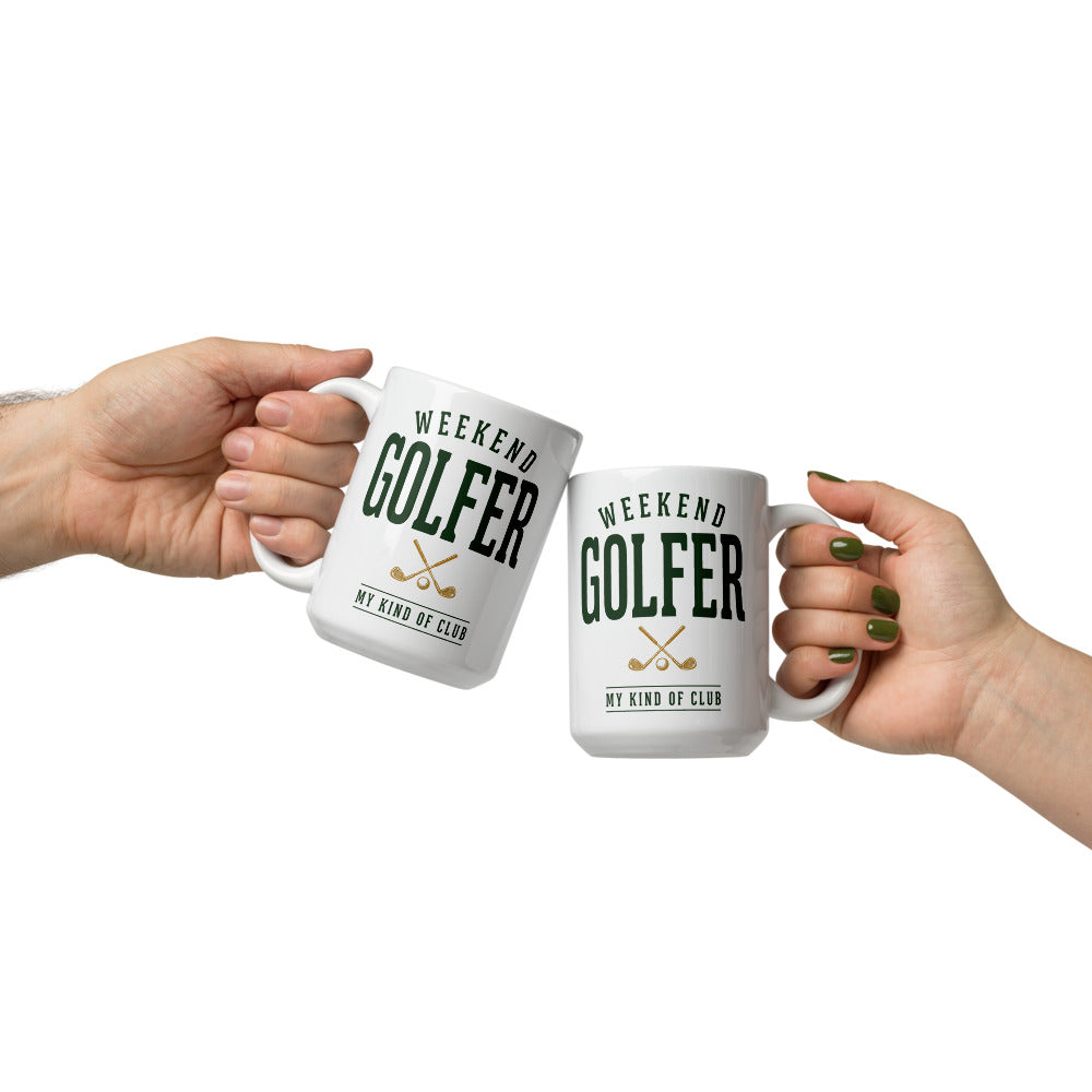 Weekend Golfer Wordmark print — 15 oz, front