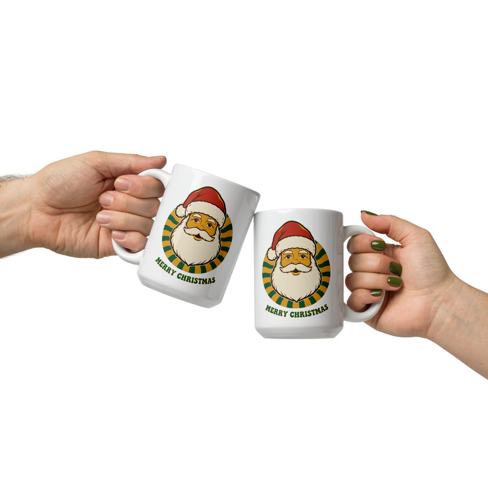 Groovy Santa retro Christmas mug — 15 oz, front