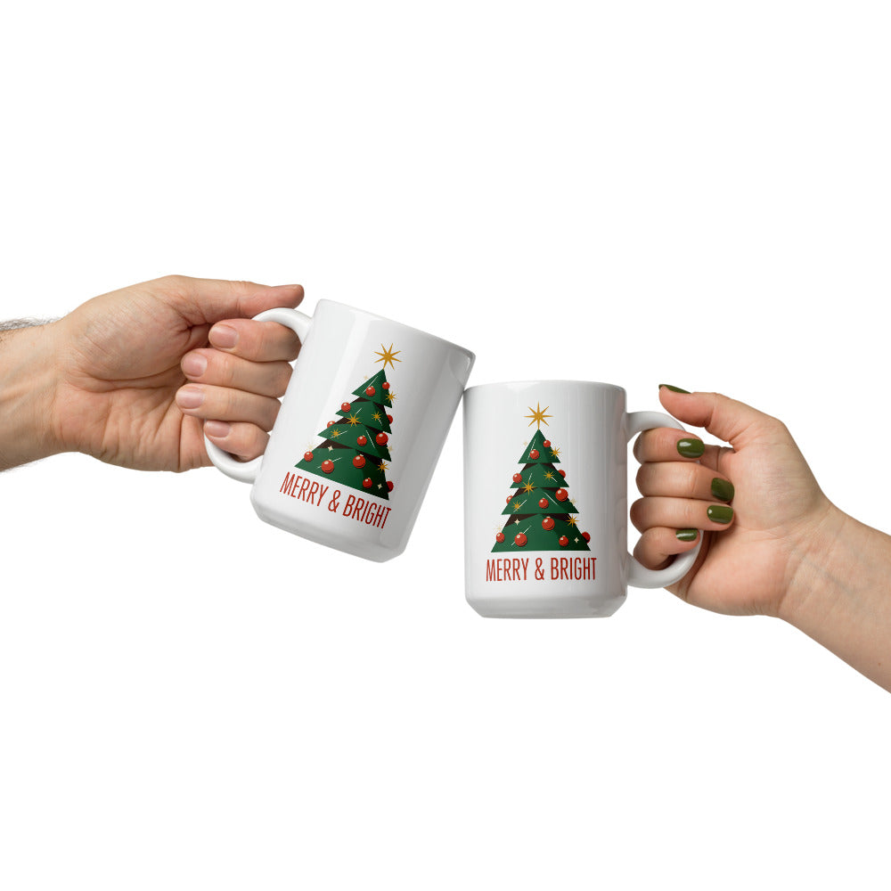 Atomic Mid-Century Tree Christmas mug — 15 oz, front