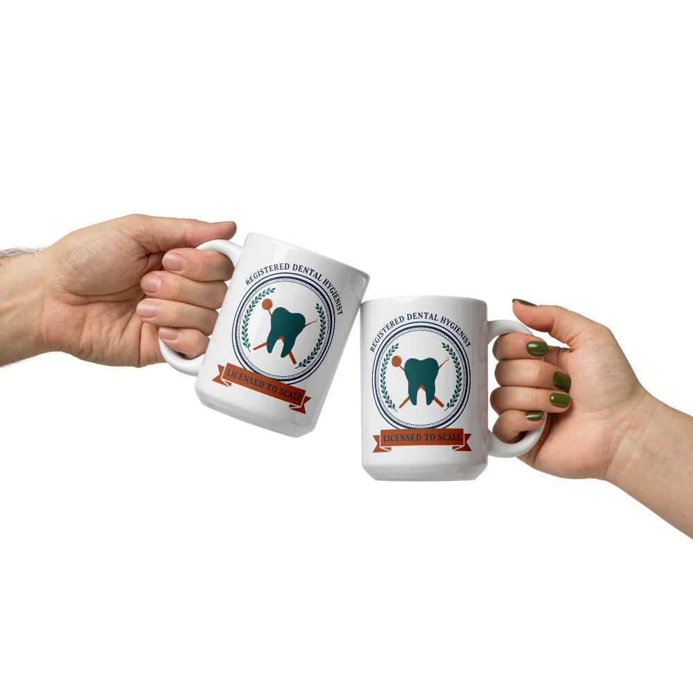 Licensed to Scale registered dental hygienist mug — 15 oz, front