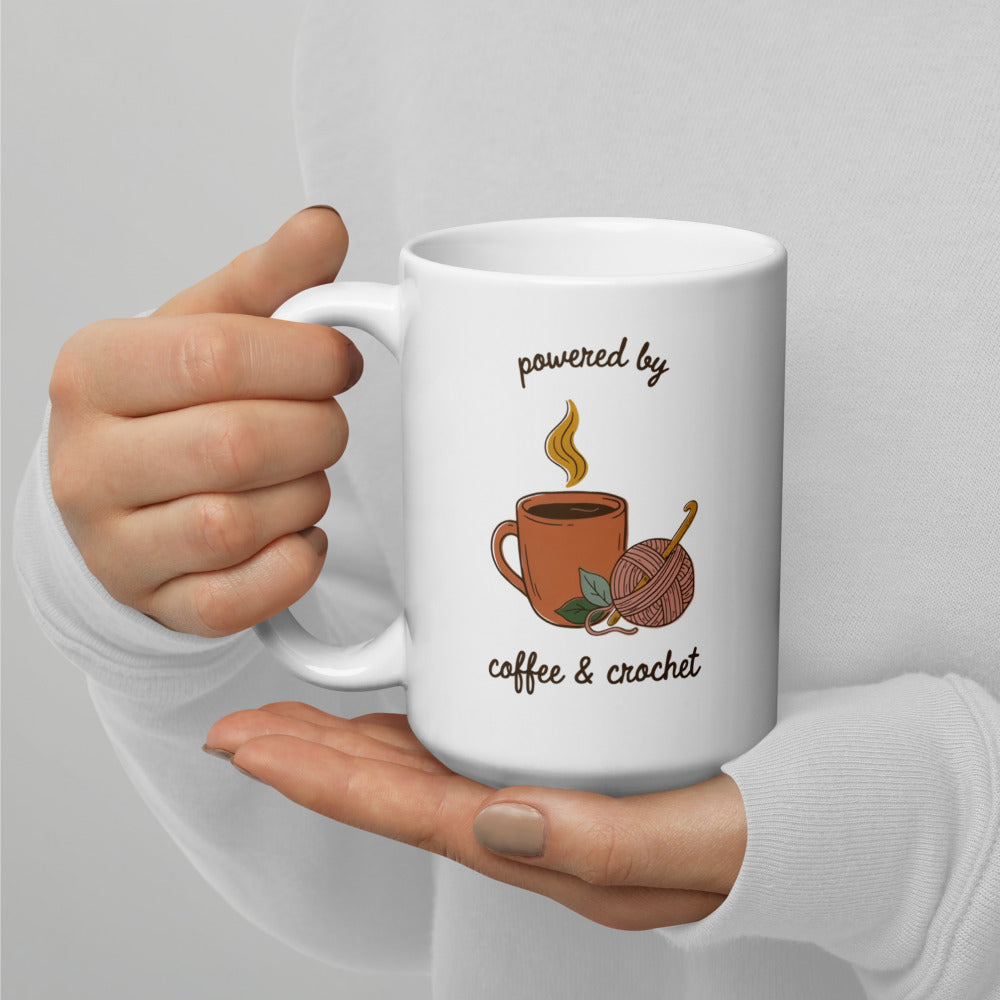 Powered by Coffee & Crochet print — 15 oz