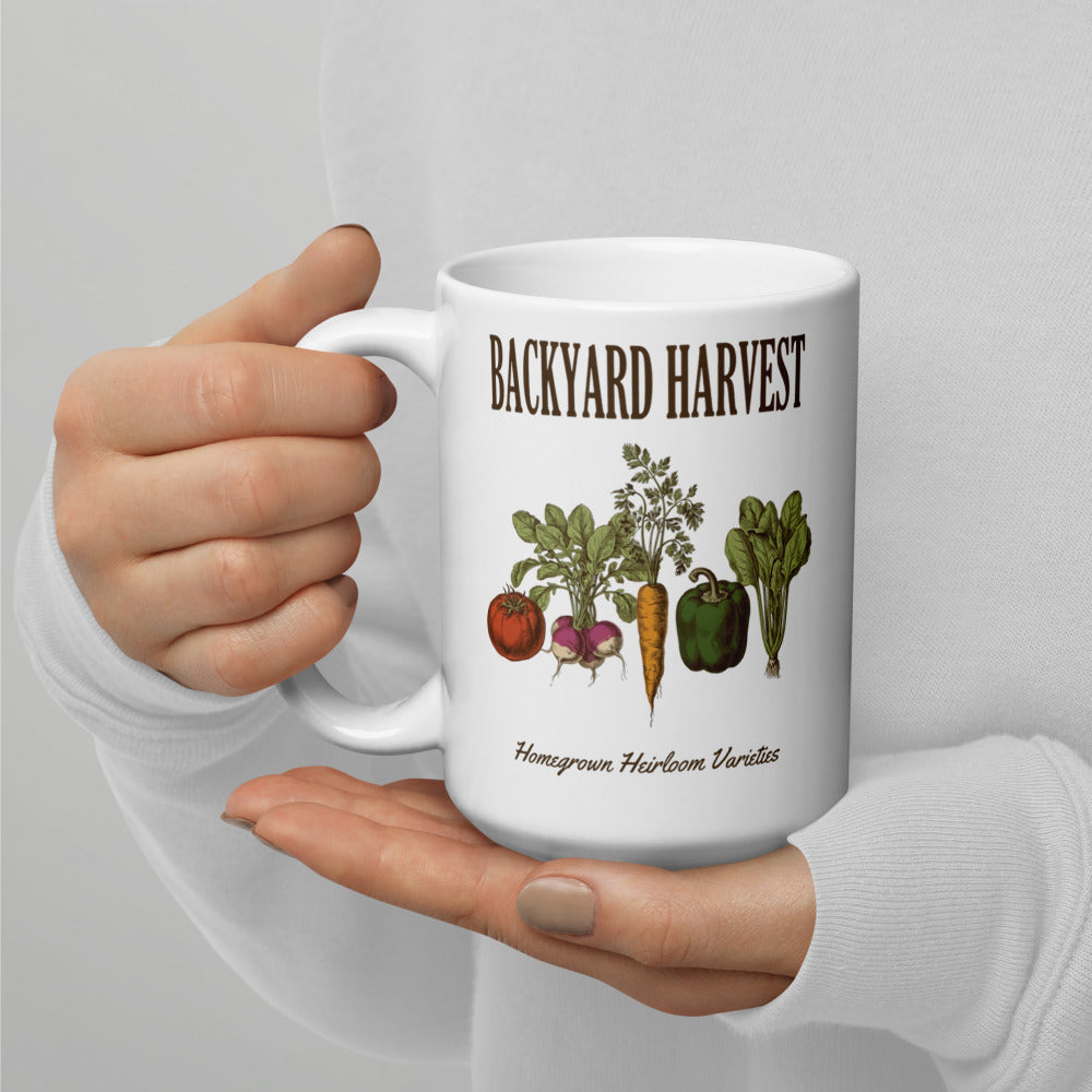 Backyard Harvest Heirloom Varieties print — 15 oz