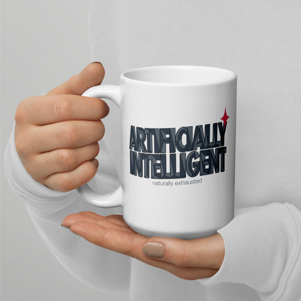 Artificially Intelligent funny AI mug — 15 oz, handle on the left