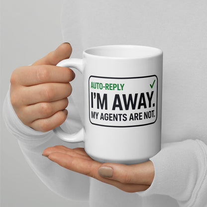 Auto-Reply agentic AI engineer mug — 15 oz, handle on the left