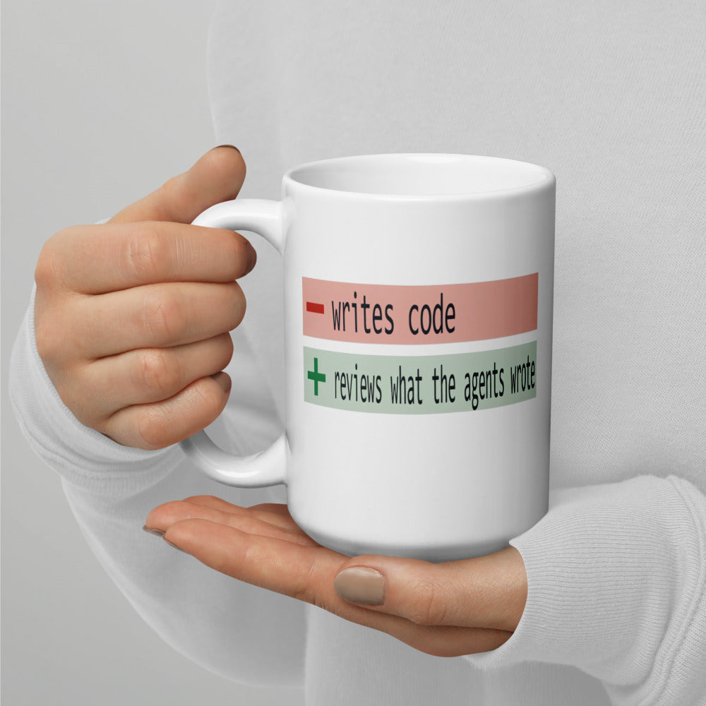 The Diff agentic AI engineer mug — 15 oz, handle on the left