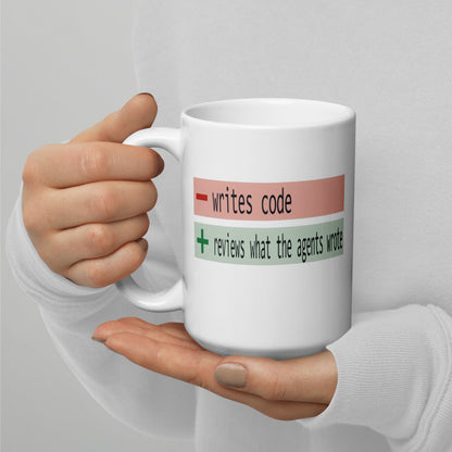 The Diff agentic AI engineer mug — 15 oz, handle on the left