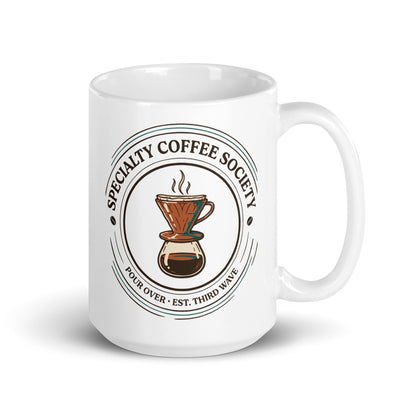 Specialty Coffee Society specialty coffee ceramic mug — 15 oz, handle on the right
