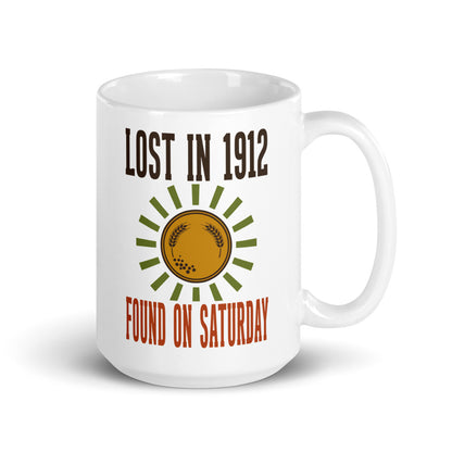 Lost in 1912 Found on Saturday retro metal detecting mug — 15 oz, handle on the right