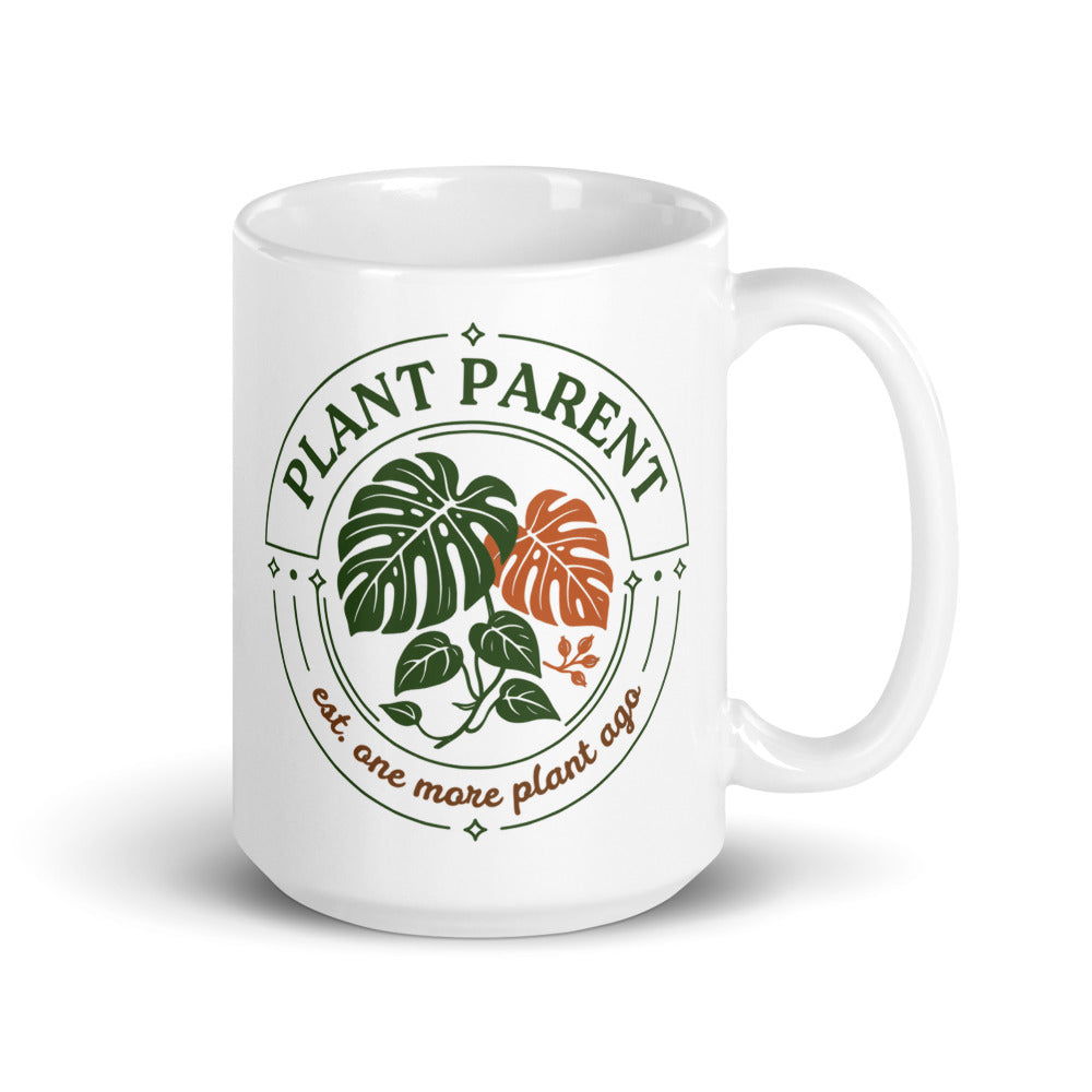 Plant Parent Badge print — 15 oz, handle on the right