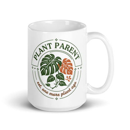 Plant Parent Badge print — 15 oz, handle on the right