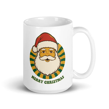 Groovy Santa retro Christmas mug — 15 oz, handle on the right