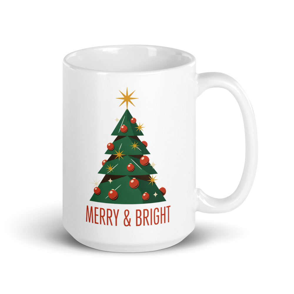 Atomic Mid-Century Tree Christmas mug — 15 oz, handle on the right