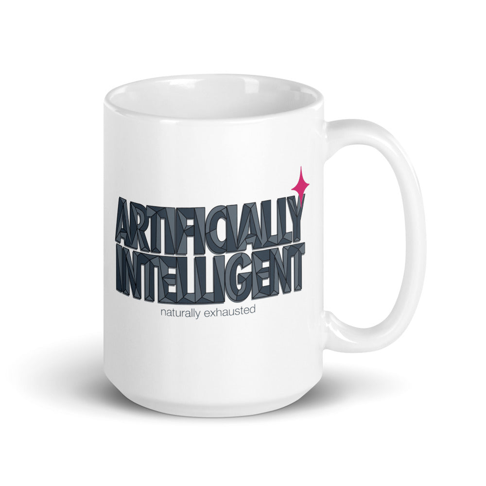 Artificially Intelligent funny AI mug — 15 oz, handle on the right