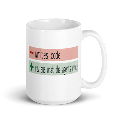 The Diff agentic AI engineer mug — 15 oz, handle on the right