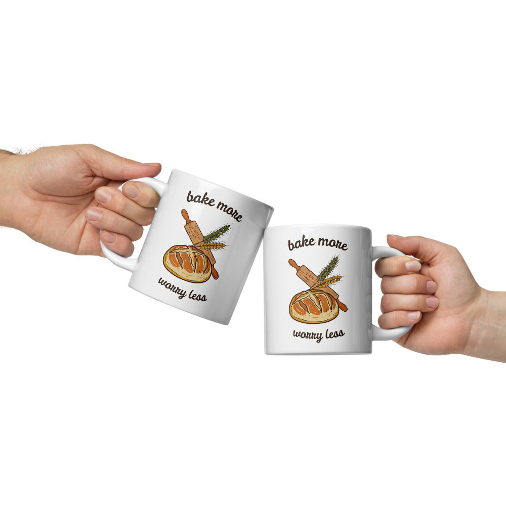 Bake More, Worry Less print — 20 oz, front