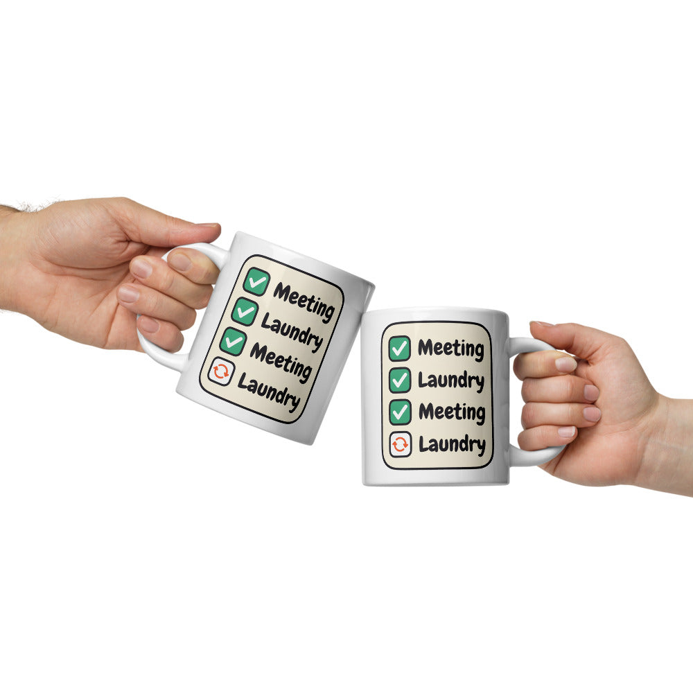 Meeting Laundry funny office coffee mug — 20 oz, front