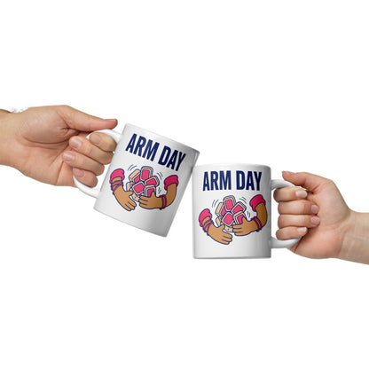 Arm Day funny mahjong mug — 20 oz, front
