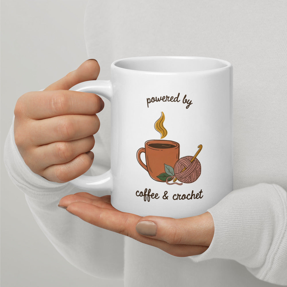 Powered by Coffee & Crochet print — 20 oz
