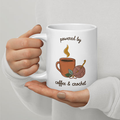 Powered by Coffee & Crochet print — 20 oz