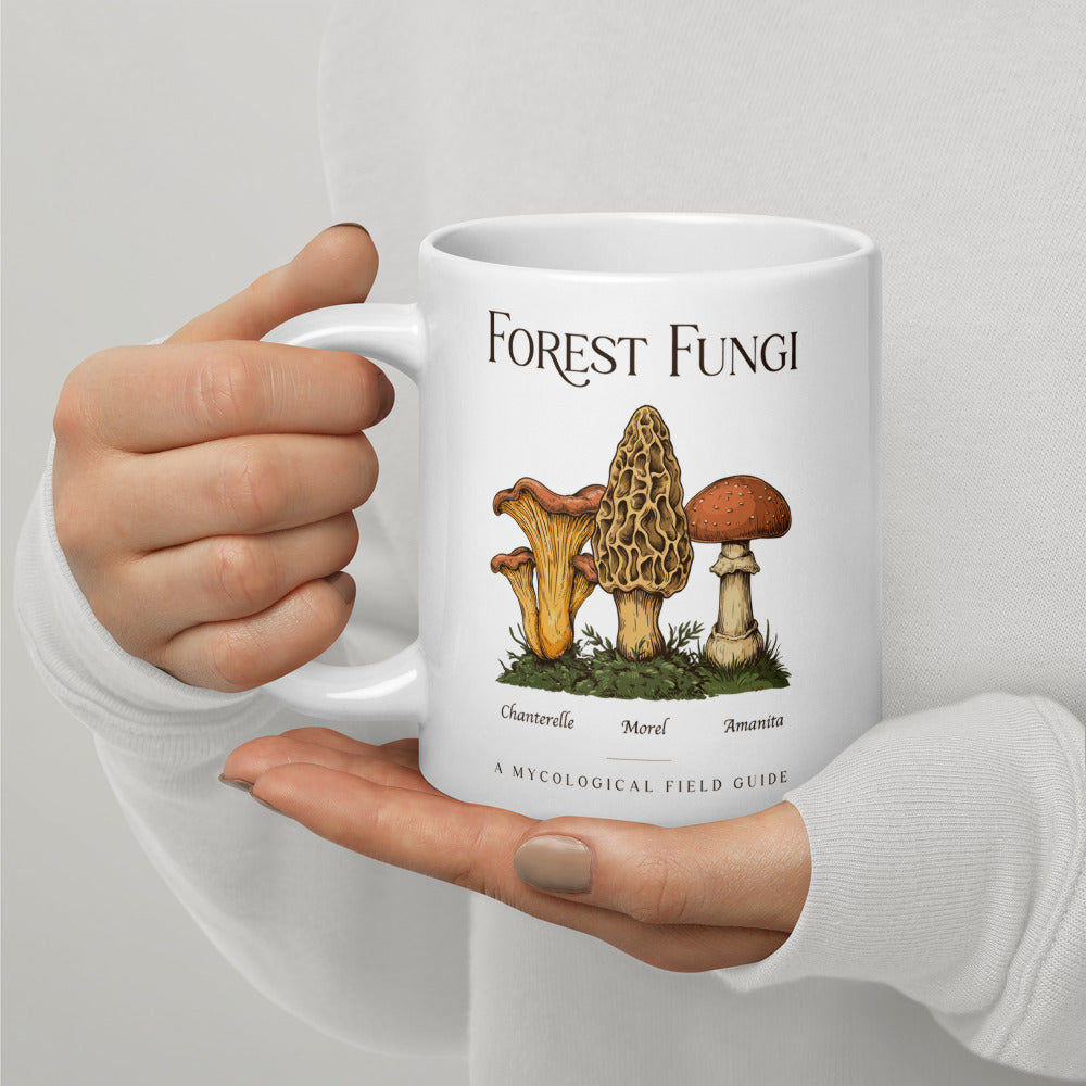 Forest Fungi vintage mushroom field guide mug — 20 oz