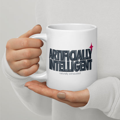 Artificially Intelligent funny AI mug — 20 oz, handle on the left