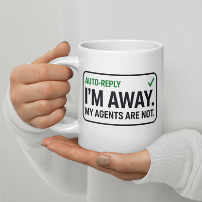 Auto-Reply agentic AI engineer mug — 20 oz, handle on the left
