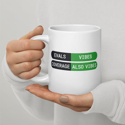 Eval Suite Vibes agentic AI engineer mug — 20 oz, handle on the left
