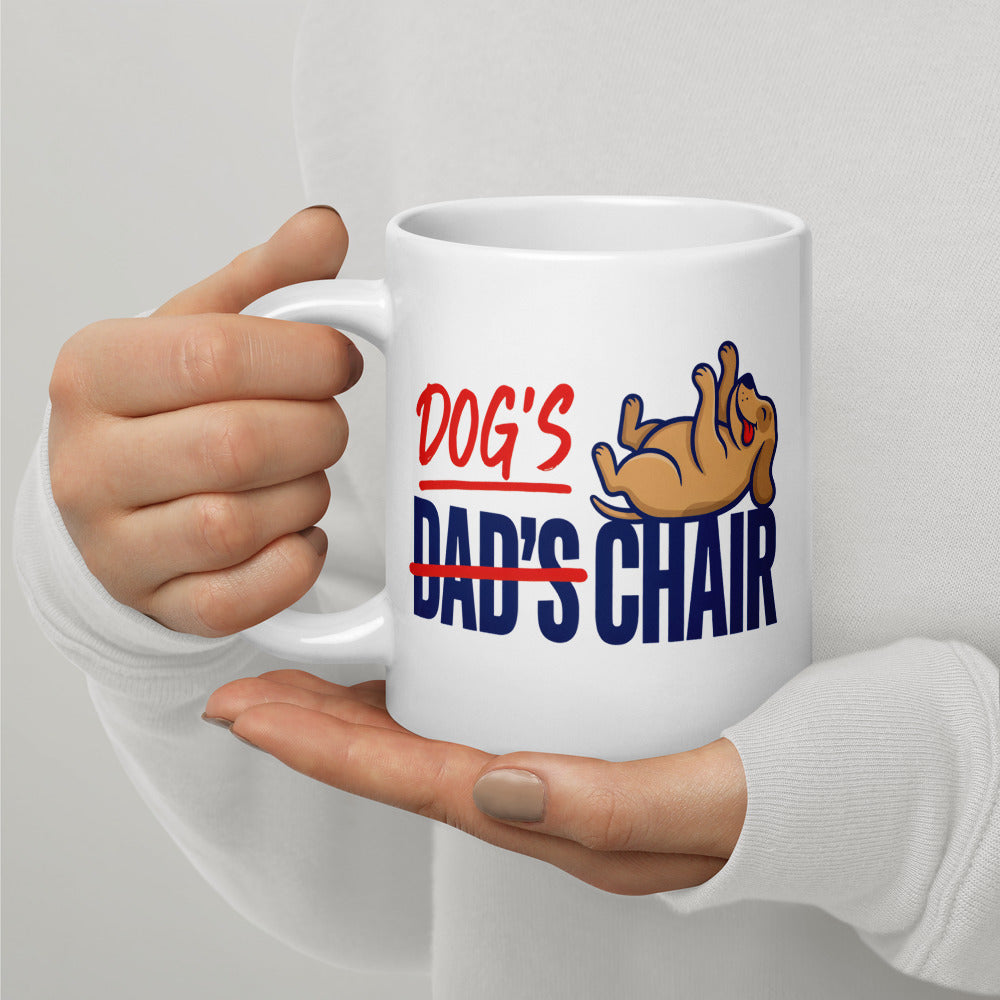 Dog's Chair funny dog dad mug — 20 oz, handle on the left