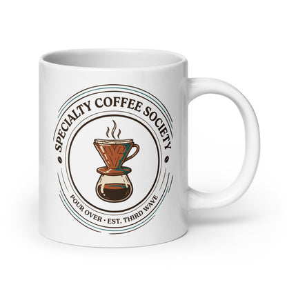 Specialty Coffee Society specialty coffee ceramic mug — 20 oz, handle on the right