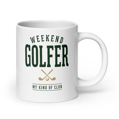 Weekend Golfer Wordmark print — 20 oz, handle on the right